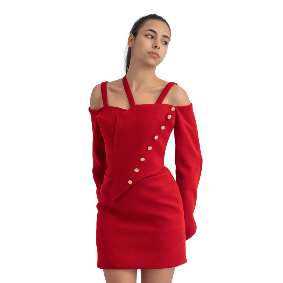 Buttoned Wool Dress
