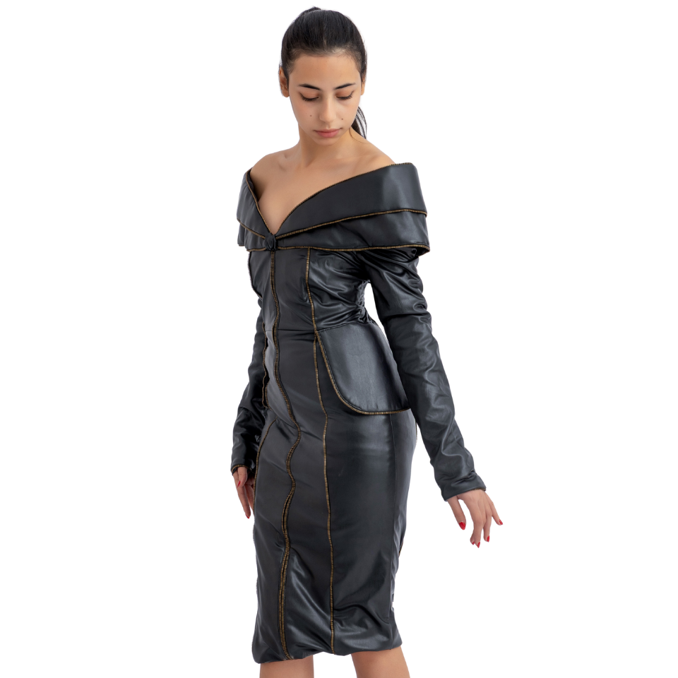 Bow Leather Dress