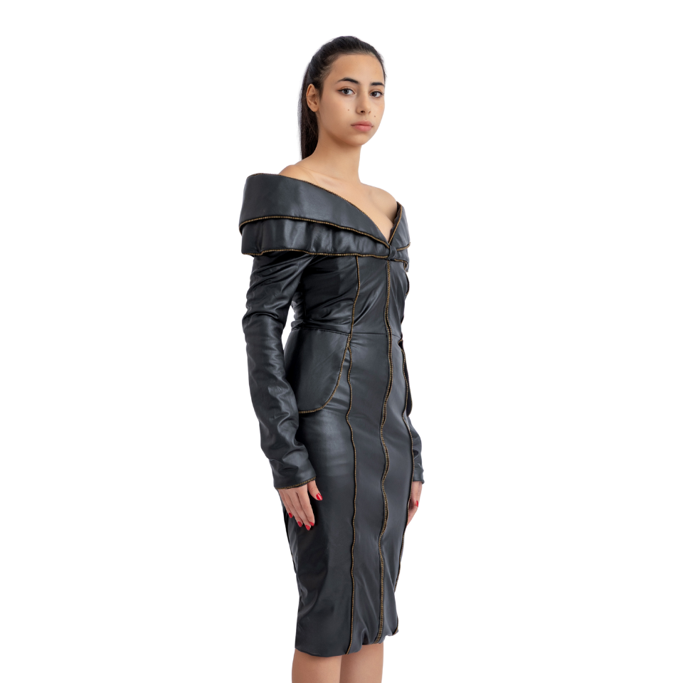 Bow Leather Dress