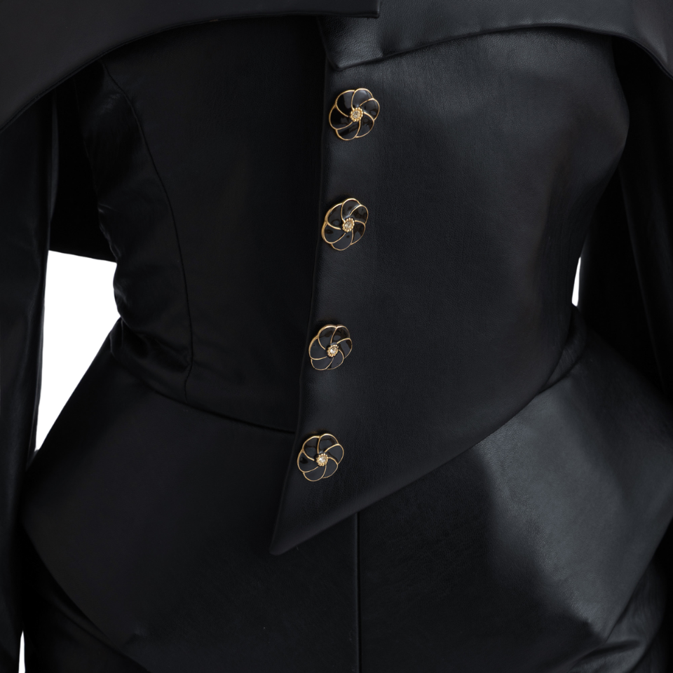 Off-Shoulder Leather