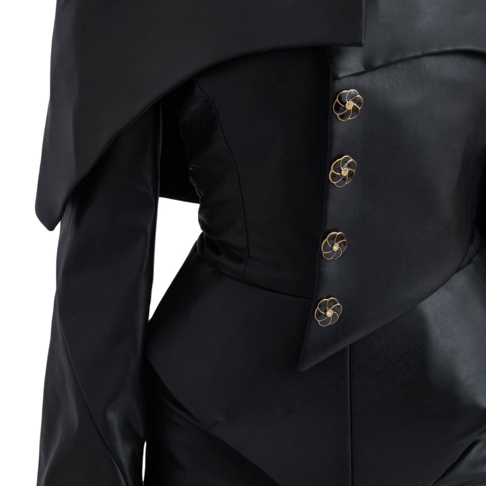 Off-Shoulder Leather