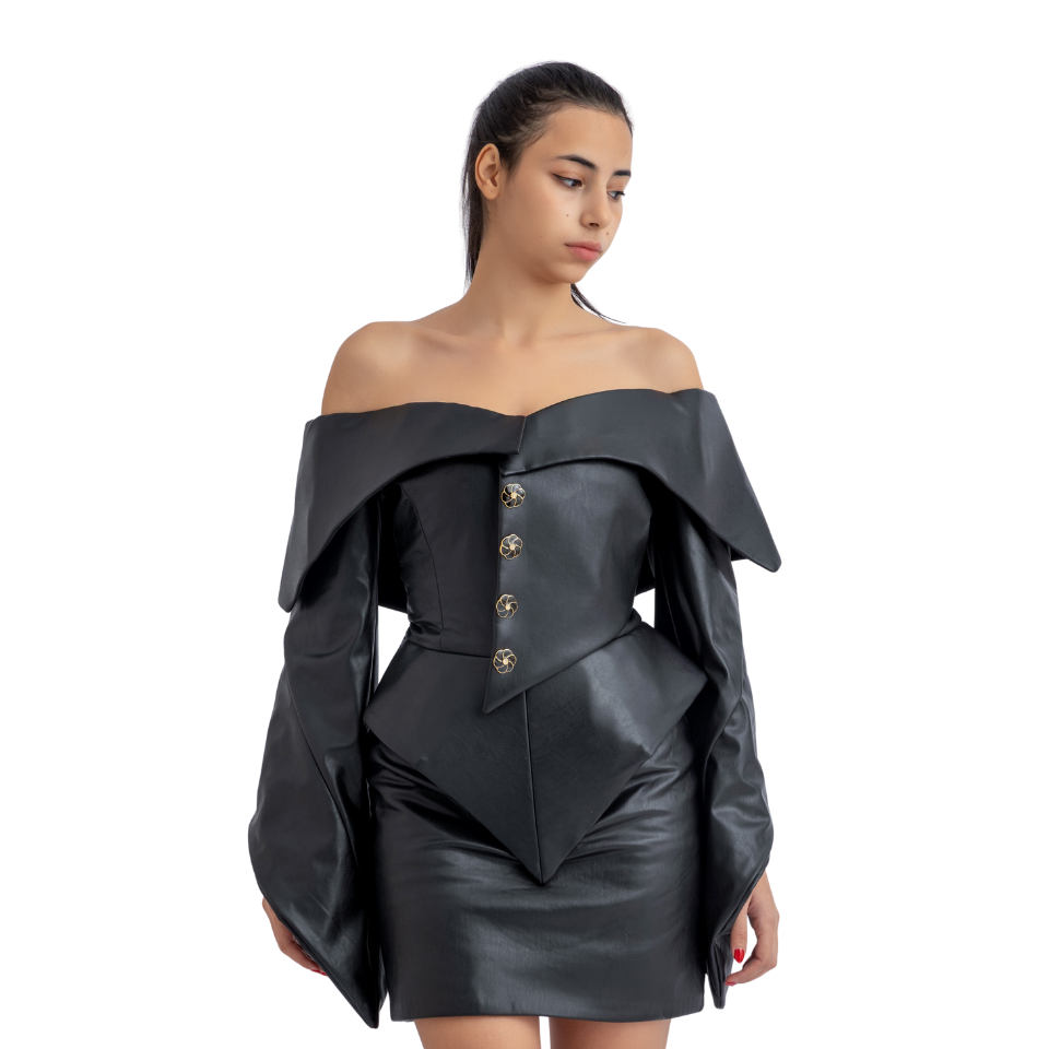 Off-Shoulder Leather