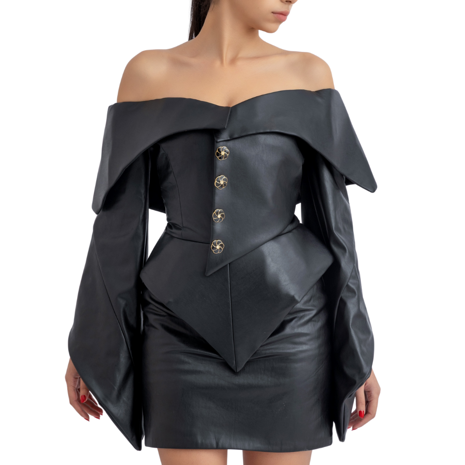 Off-Shoulder Leather