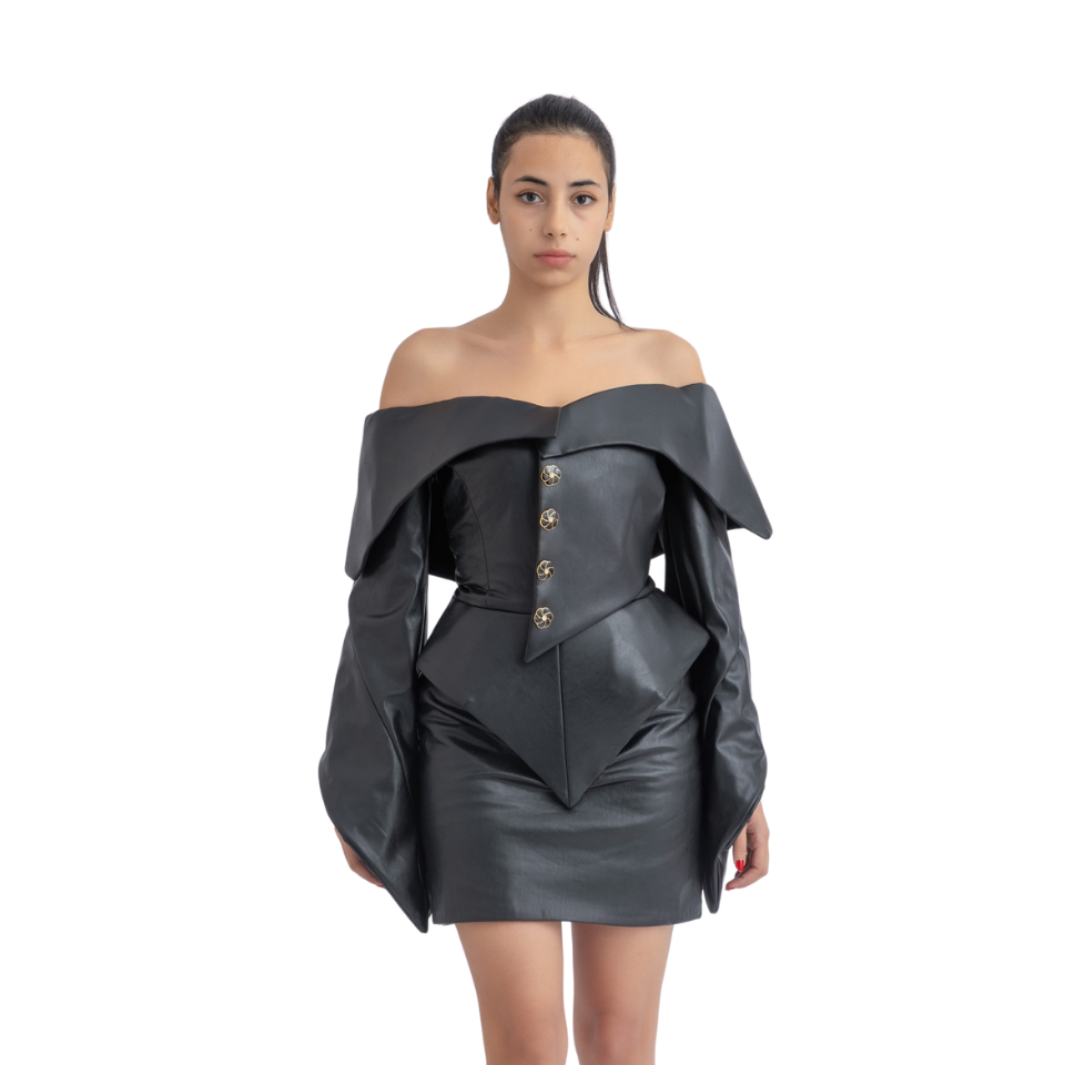 Off-Shoulder Leather