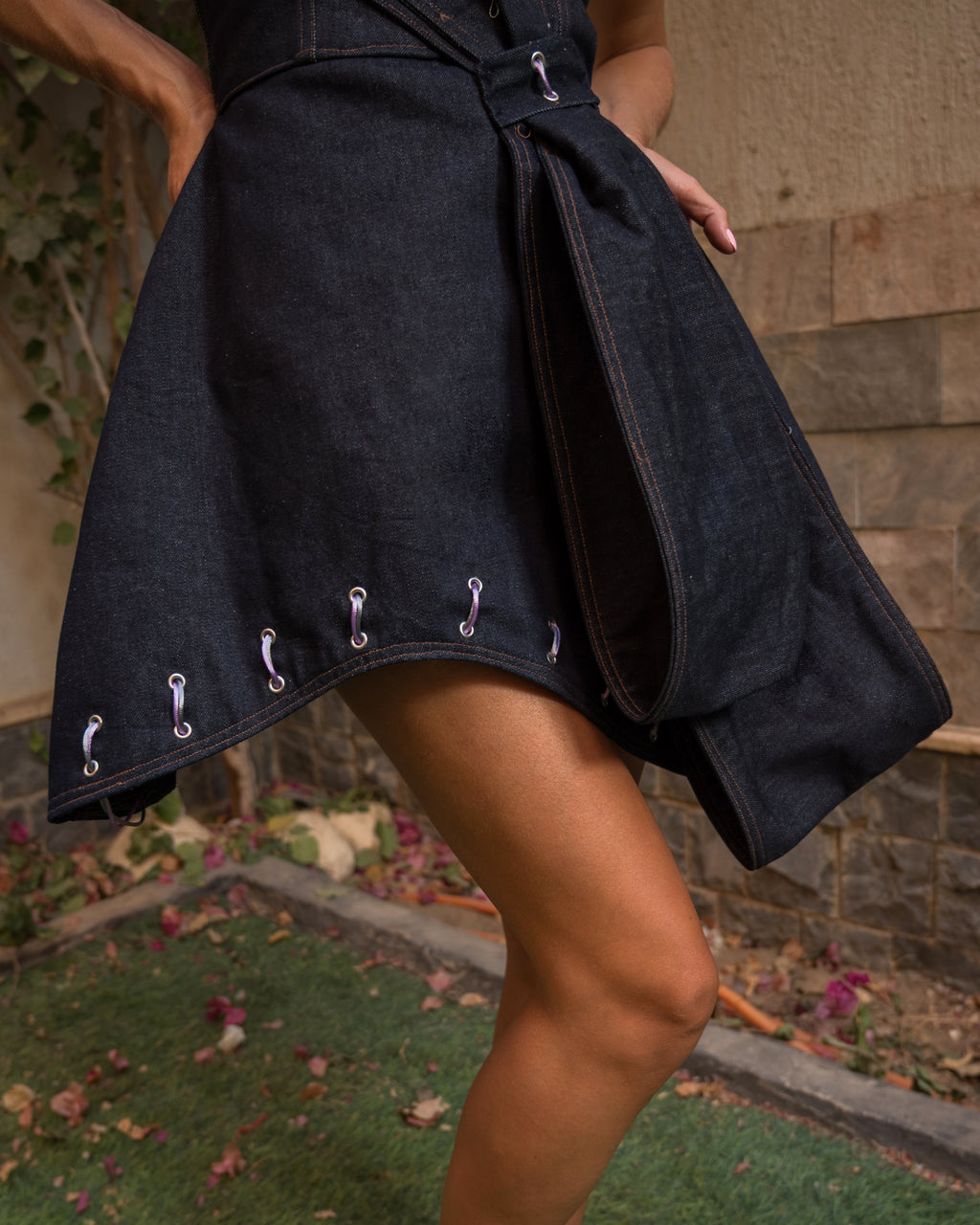 Denim mini orchid dress