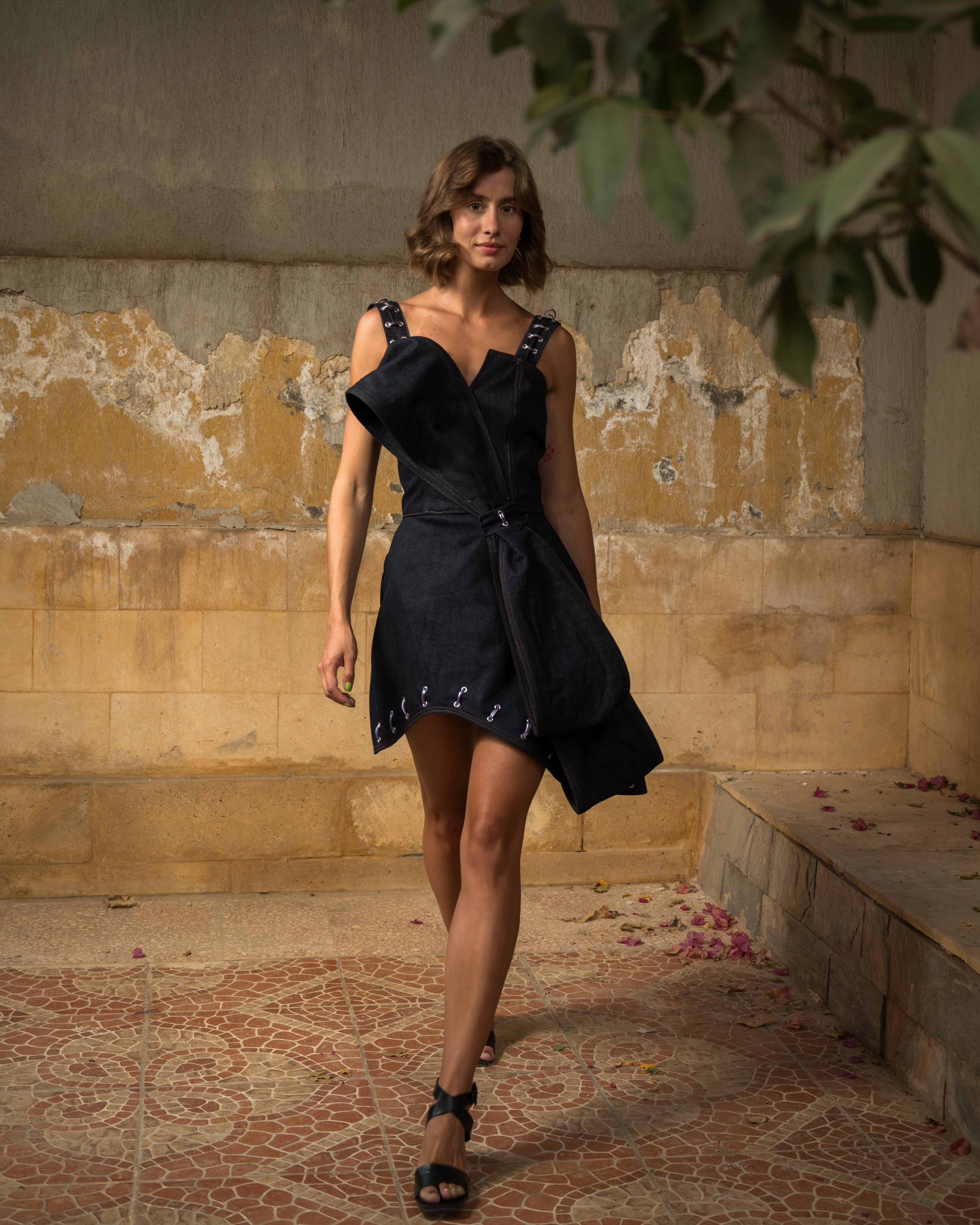 Denim mini orchid dress