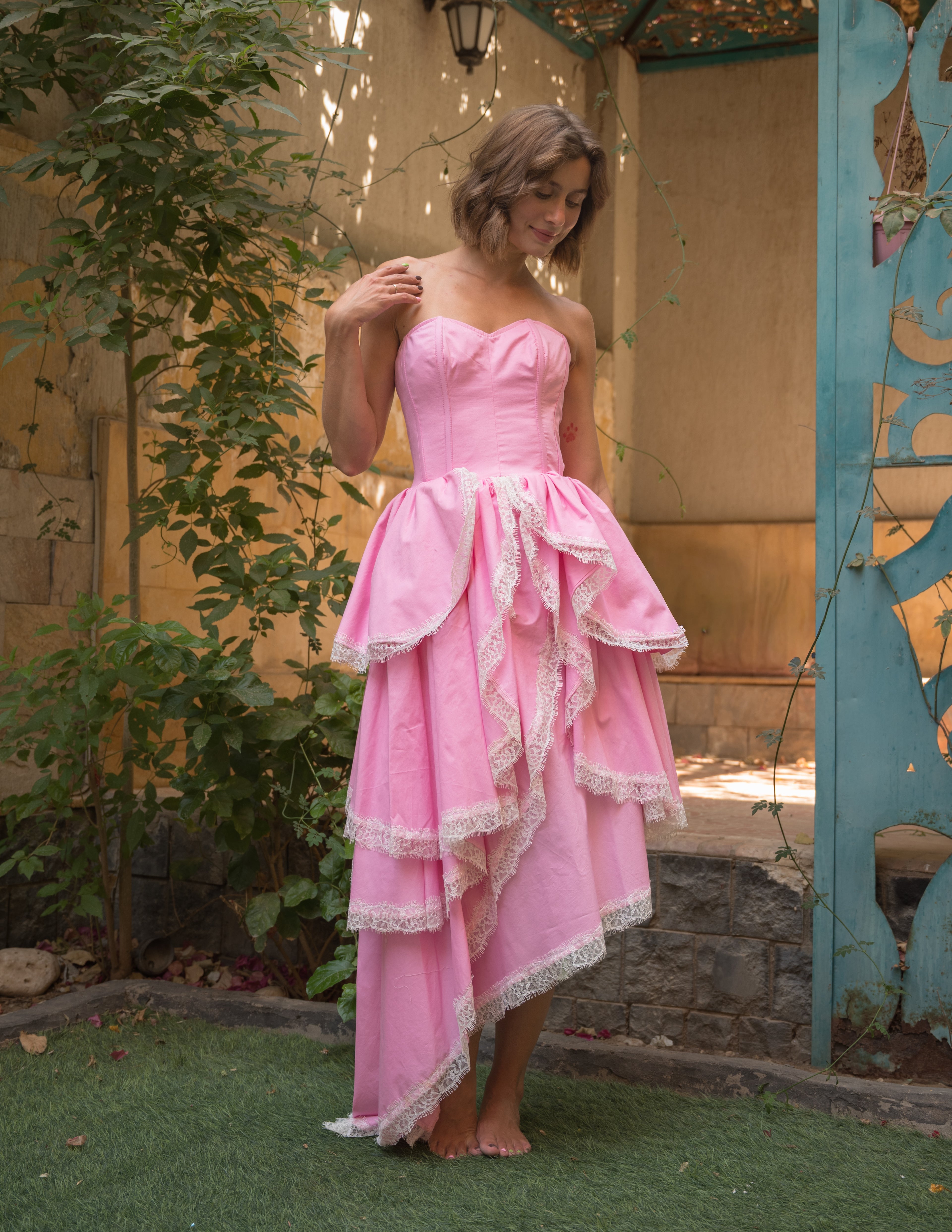 Rose poplin dress