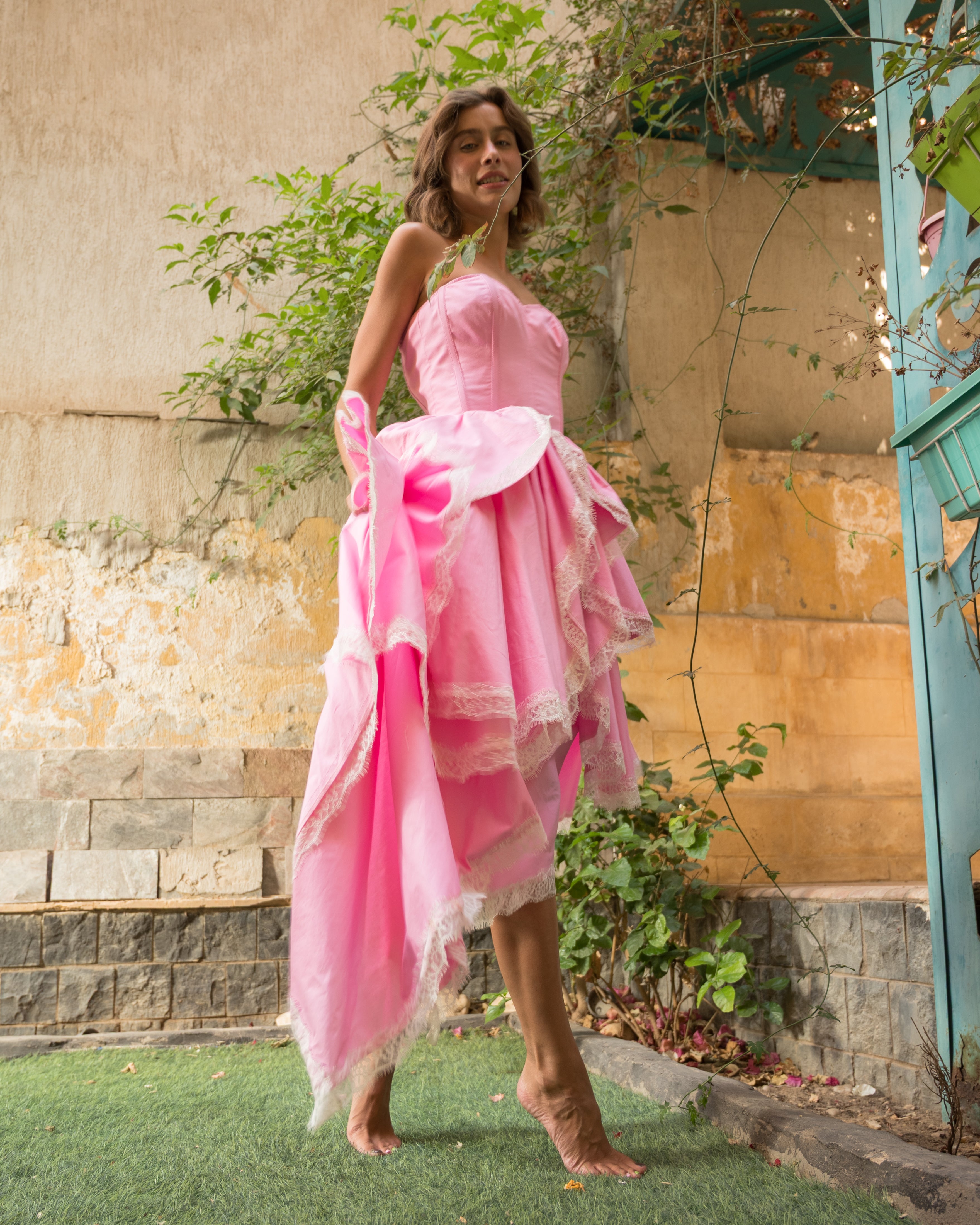 Rose poplin dress